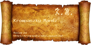 Krompaszky Manó névjegykártya